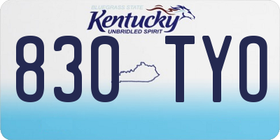 KY license plate 830TYO