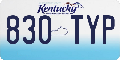 KY license plate 830TYP