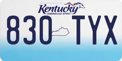 KY license plate 830TYX