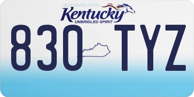 KY license plate 830TYZ