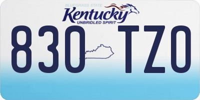 KY license plate 830TZO