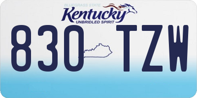 KY license plate 830TZW