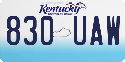 KY license plate 830UAW