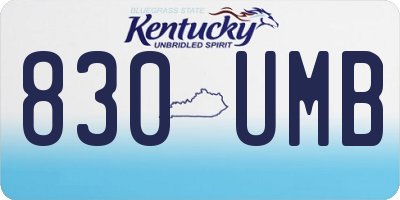 KY license plate 830UMB
