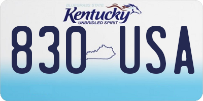 KY license plate 830USA