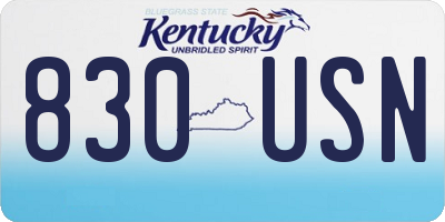 KY license plate 830USN