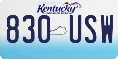 KY license plate 830USW