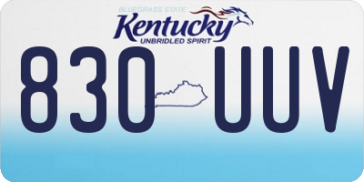 KY license plate 830UUV