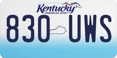 KY license plate 830UWS