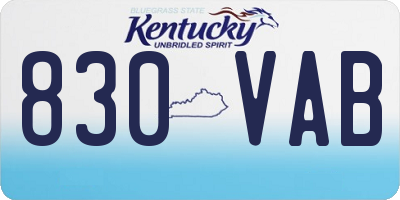 KY license plate 830VAB
