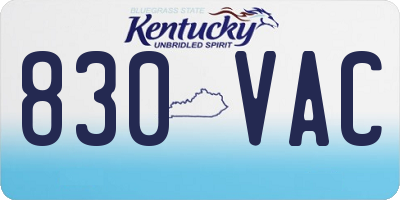KY license plate 830VAC