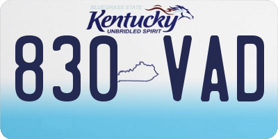 KY license plate 830VAD