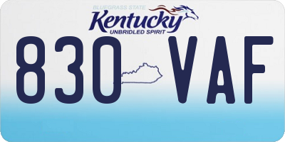 KY license plate 830VAF