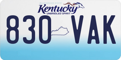 KY license plate 830VAK