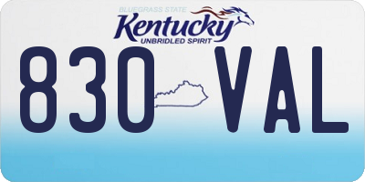 KY license plate 830VAL