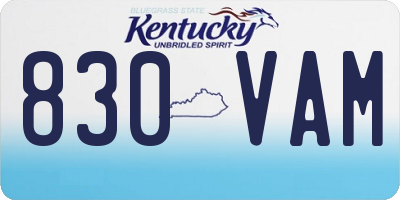 KY license plate 830VAM