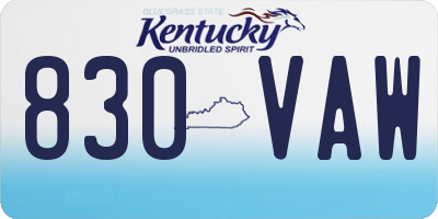 KY license plate 830VAW