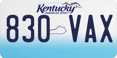 KY license plate 830VAX