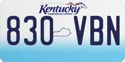 KY license plate 830VBN