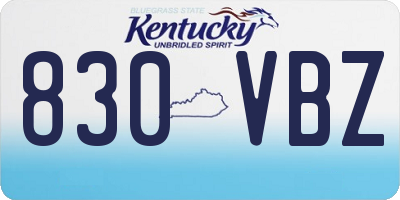 KY license plate 830VBZ