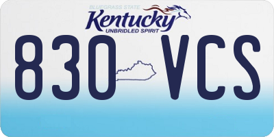 KY license plate 830VCS