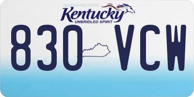 KY license plate 830VCW