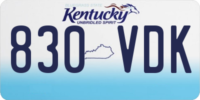 KY license plate 830VDK