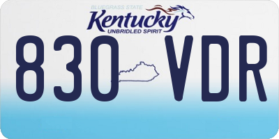KY license plate 830VDR