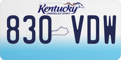 KY license plate 830VDW