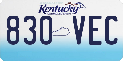 KY license plate 830VEC
