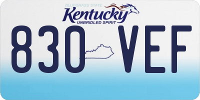 KY license plate 830VEF
