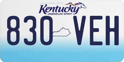 KY license plate 830VEH