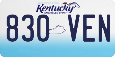 KY license plate 830VEN