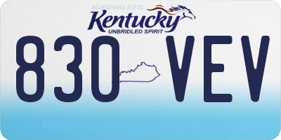 KY license plate 830VEV