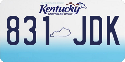 KY license plate 831JDK