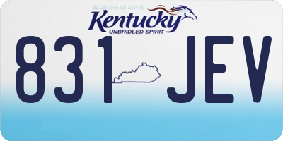 KY license plate 831JEV