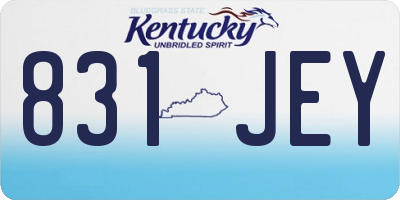 KY license plate 831JEY