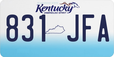 KY license plate 831JFA