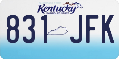 KY license plate 831JFK