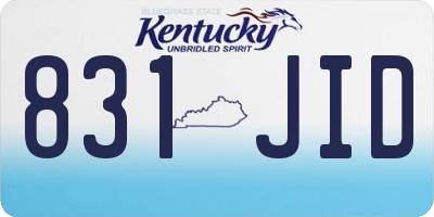 KY license plate 831JID