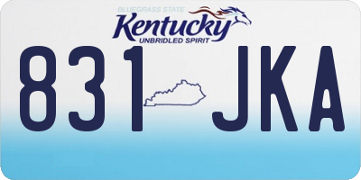 KY license plate 831JKA