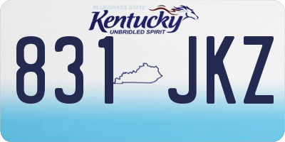 KY license plate 831JKZ