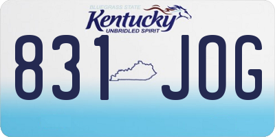 KY license plate 831JOG
