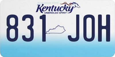 KY license plate 831JOH