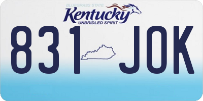 KY license plate 831JOK