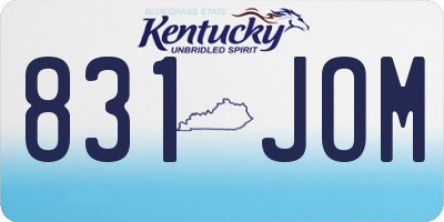 KY license plate 831JOM