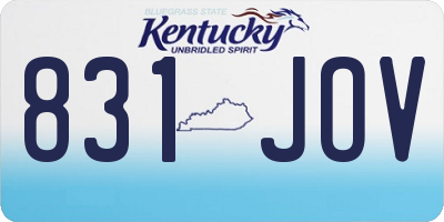 KY license plate 831JOV