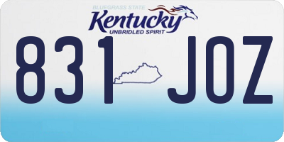 KY license plate 831JOZ