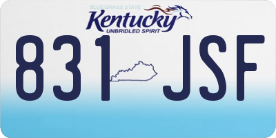 KY license plate 831JSF