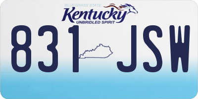 KY license plate 831JSW